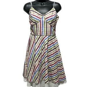 3/$15 Striped Multicolor Spaghetti Strap Dress Size Medium